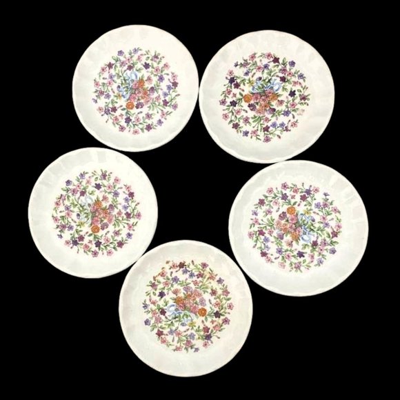 Vintage Antique WS George Bolero Fiesta Floral Saucers - Set of 5 - Picture 1 of 6